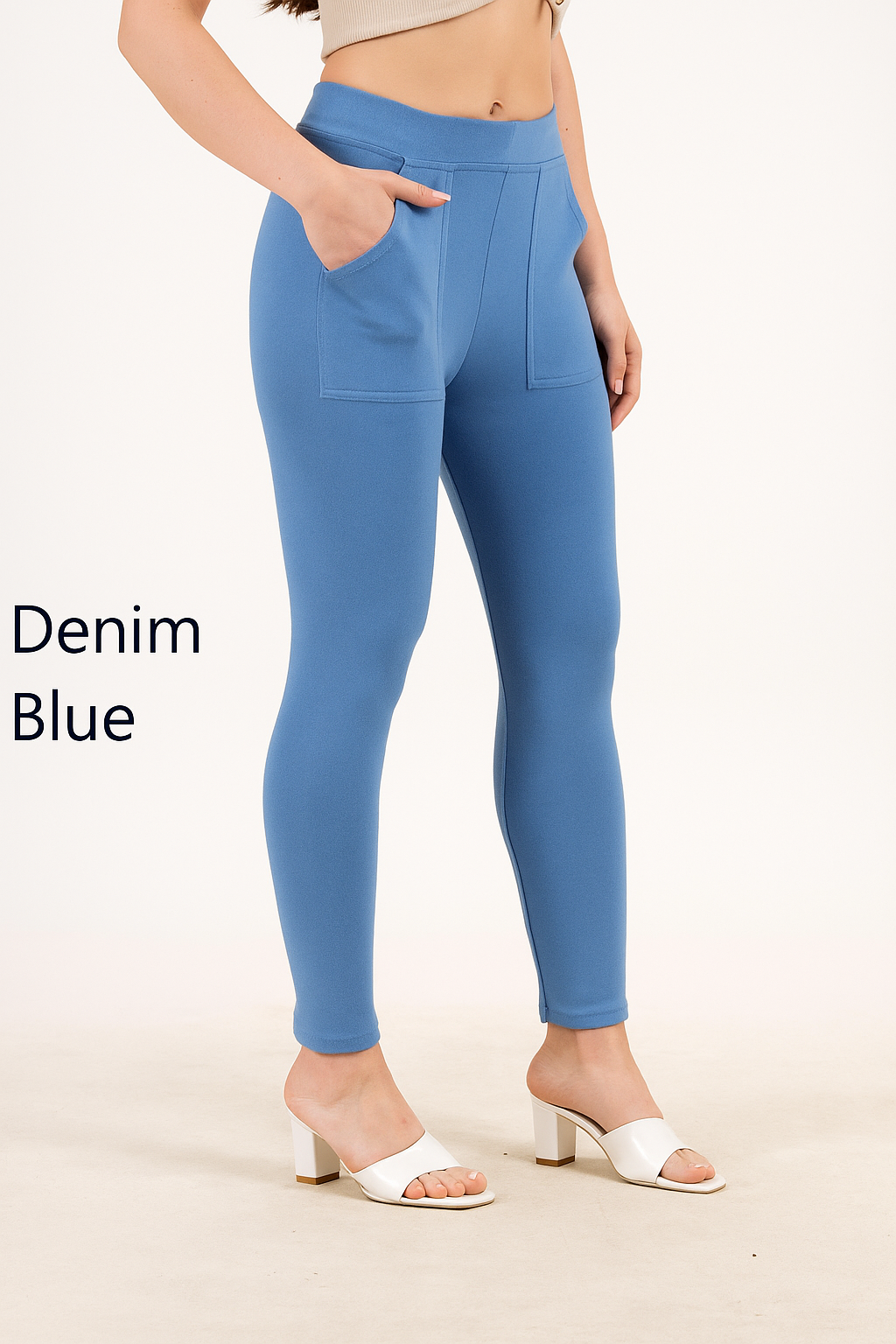POCKET JEGGINGS -DENIM BLUE