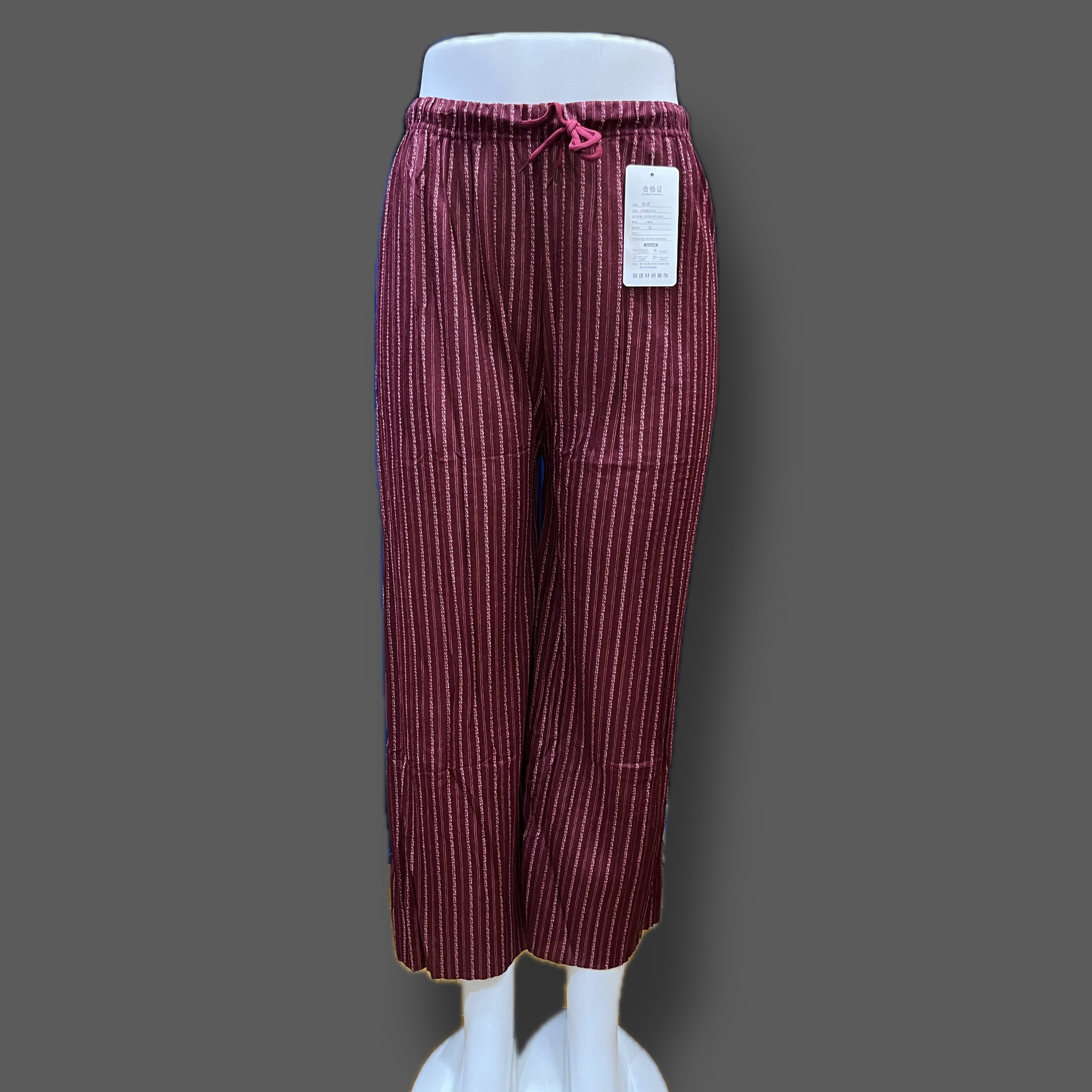 Striped palazzo maroon