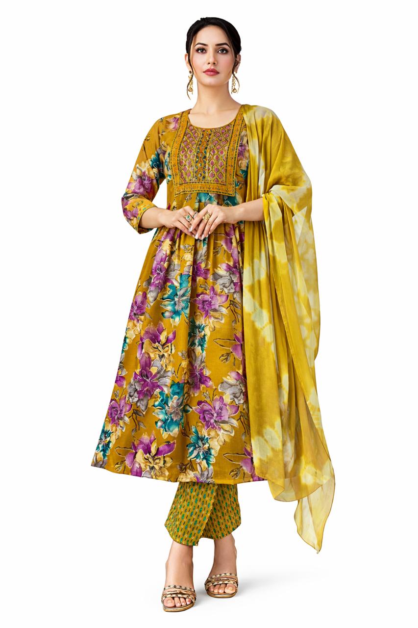 UMBRELLA KURTHI SET-YELLOW