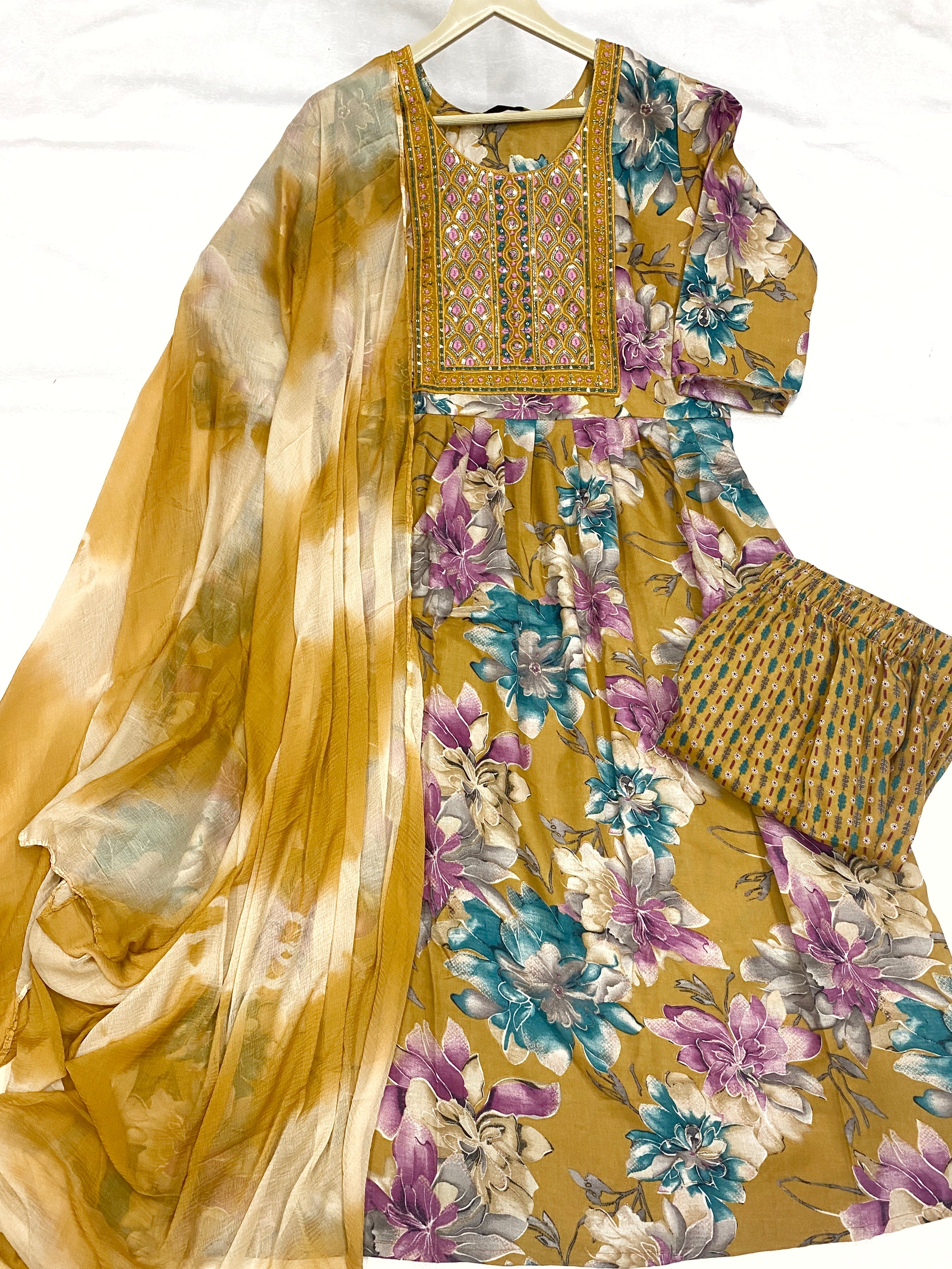 UMBRELLA KURTHI SET-YELLOW