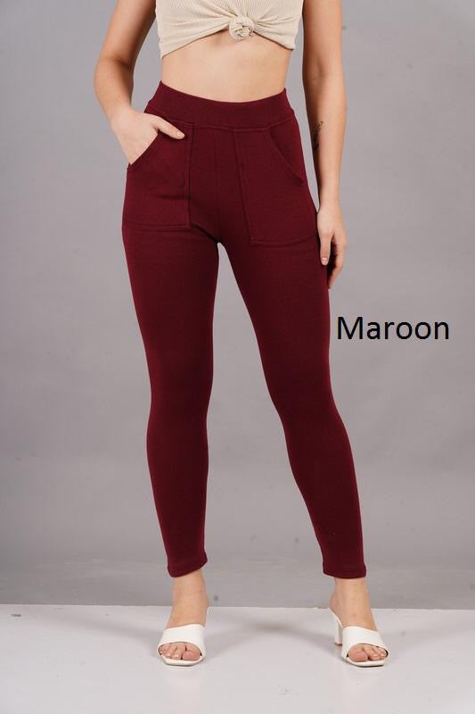 POCKET JEGGINGS -MAROON